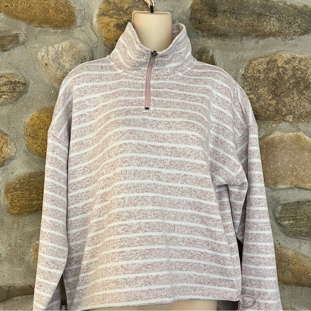 Thread & Supply Pink and White Striped Turtleneck Sweater